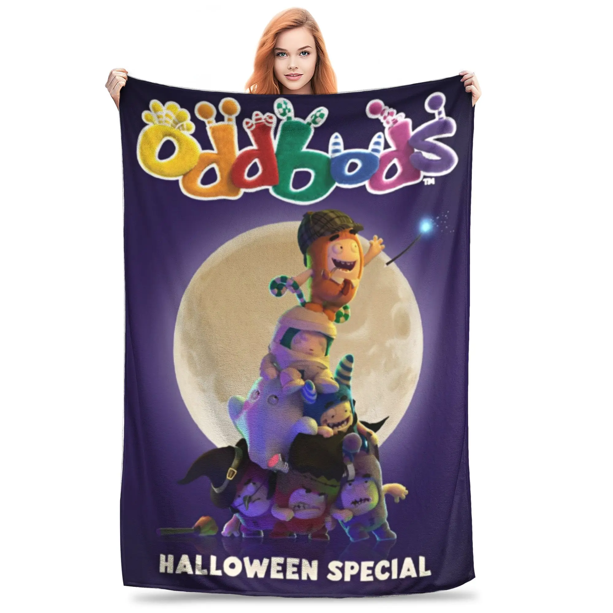 O-Oddbod halloween cartoon  Blankets Lightweight Thin Fleece Cozy Gift  Throw Blankets Rug Piece