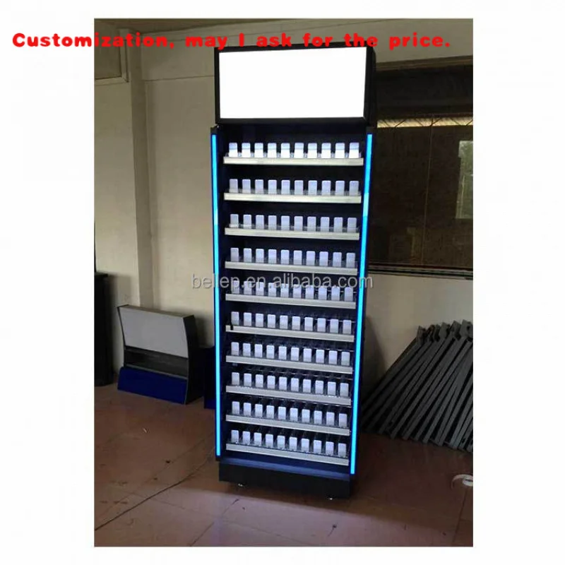 custom.Led Light Smoke Shop Display Furniture Shop Shelf Display Cabinet Floor Standing Cigarettes Display Rack