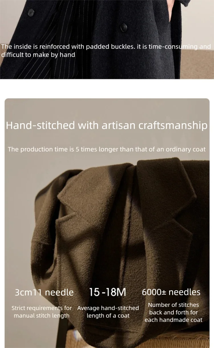 SENTUBILA Damen-Wintermantel aus Wolle mit Doppelreiher, Damen-Oberbekleidung 2026, Business-Mantel für Pendler, mittellanger Mantel mit Gürtel W54OA8781 – Detail 26