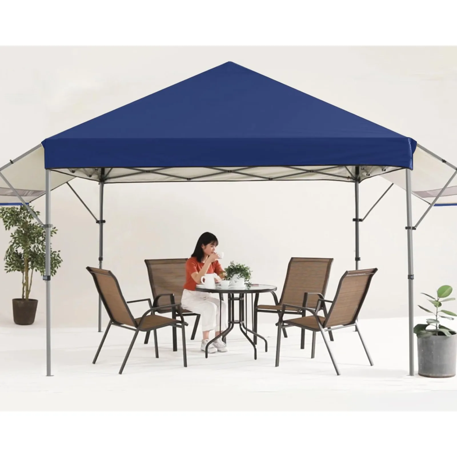 

US 10x10 Pop-up Gazebo Canopy Tent with Double Awnings Navy Blue