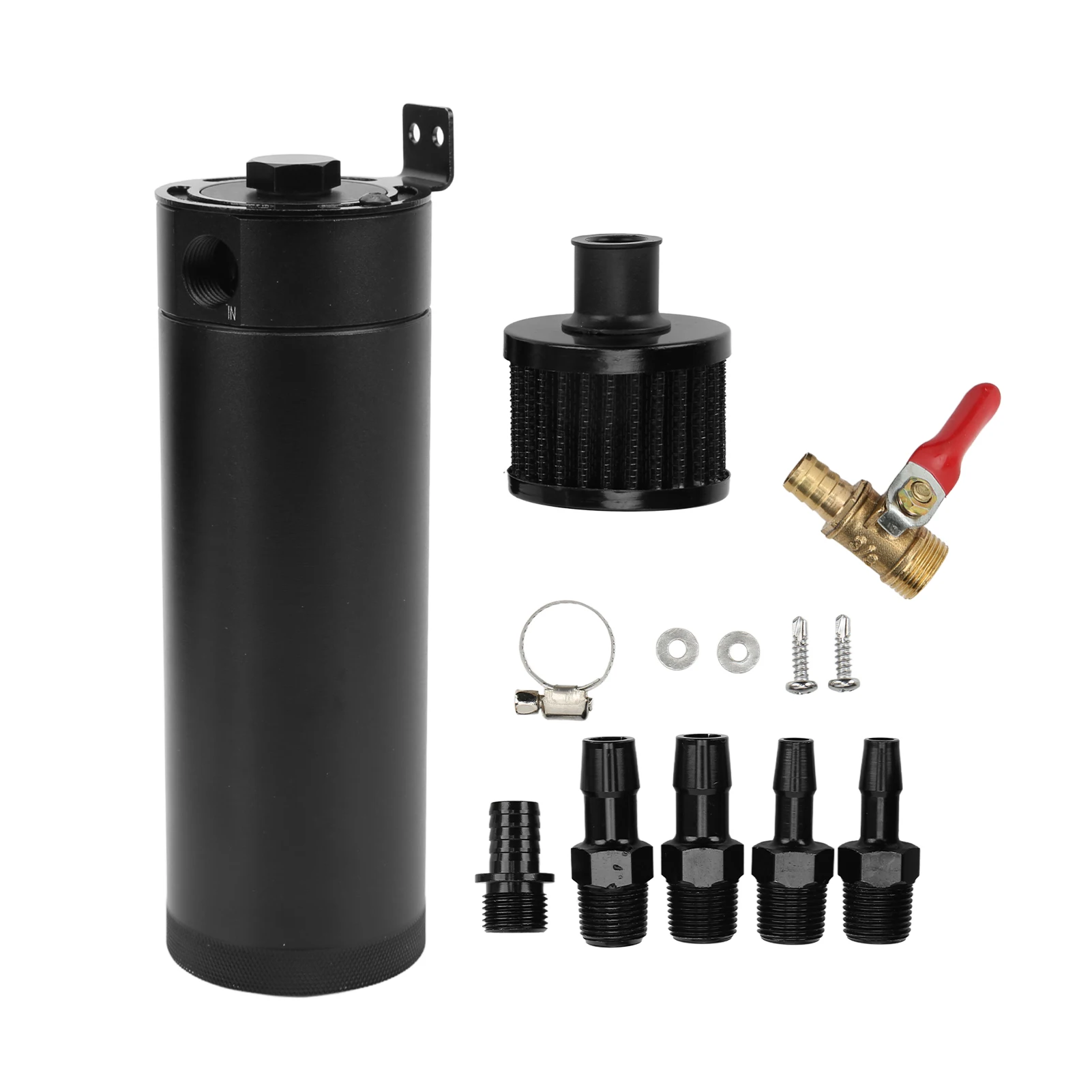 New Engine Air Oil Separator Metal High Strength 2 Port Oil Catch Can Reservoir with Breather Filter for Automobile Repacking