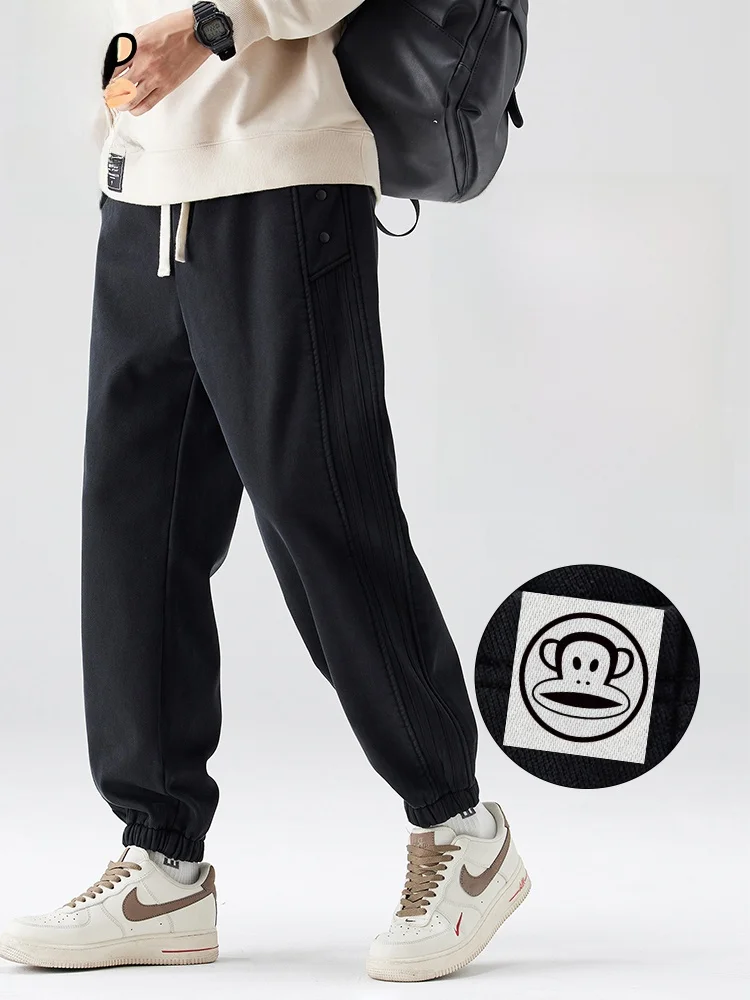 

PaulFrank Men's American Stripe Fce Lined Casual Pants Loose Cuffed Trousers Trendy Brand Youthful Sle Spring Autumn