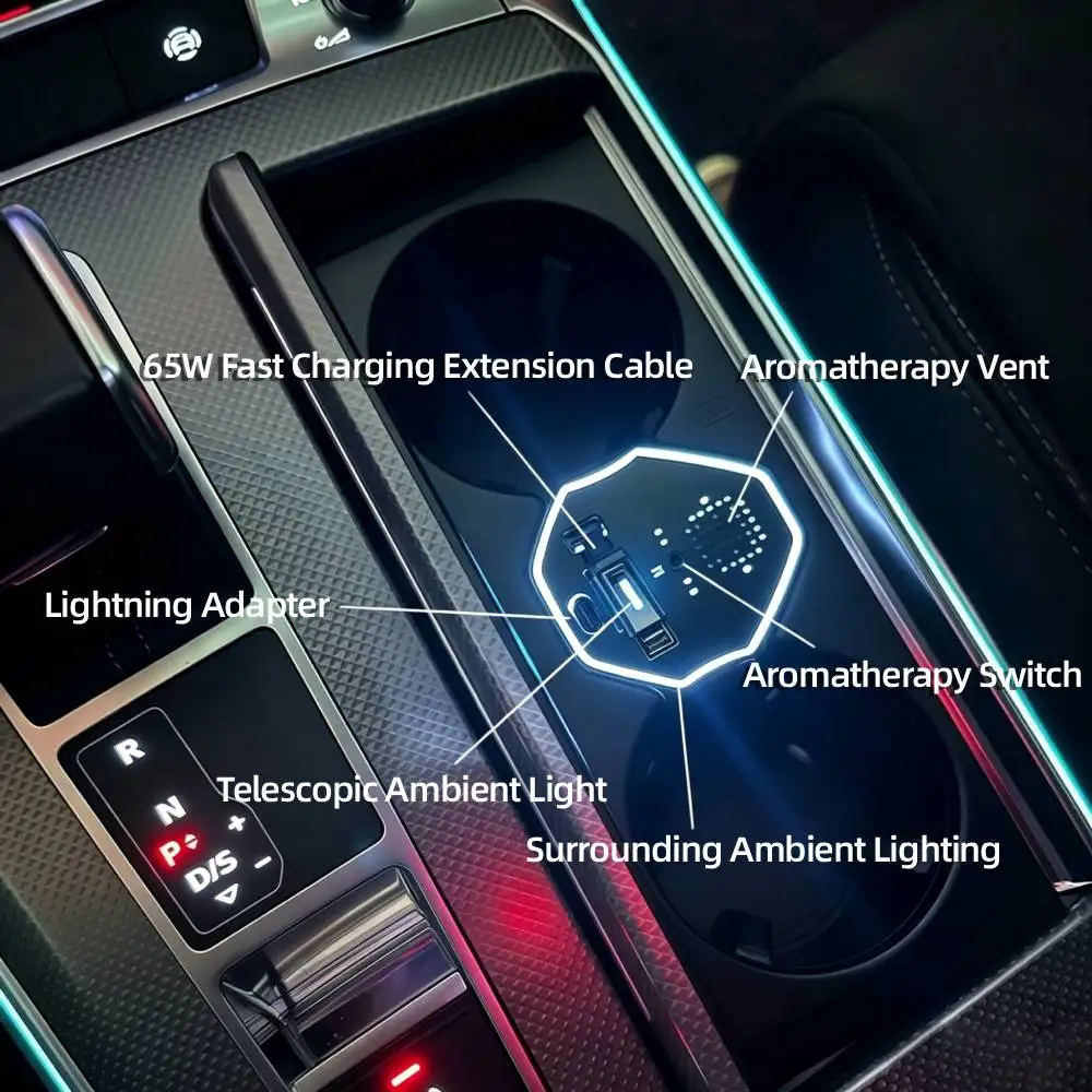 Car Docking Station Retractable Cable Adapter Fast Charging Dock Auto Interior Accessories for Audi A6L A7L/A6 A7/RS6 RS7/S6 S7
