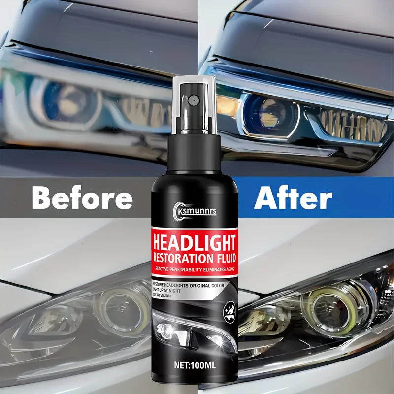 Car headlight repair kit - quickly removes yellowing and fogging, restoring headlight lenses to a clear, new look. DIY applicati