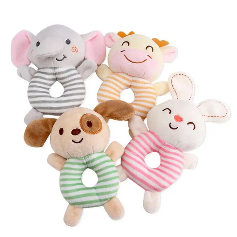 1Pc Nieuwe Baby Rammelaar Speelgoed Cartoon Dieren Pluche Baby Hand Ring Bed Speelgoed Voor Pasgeboren 0-24 Maanden peuter Vroege Educatief Speelgoed