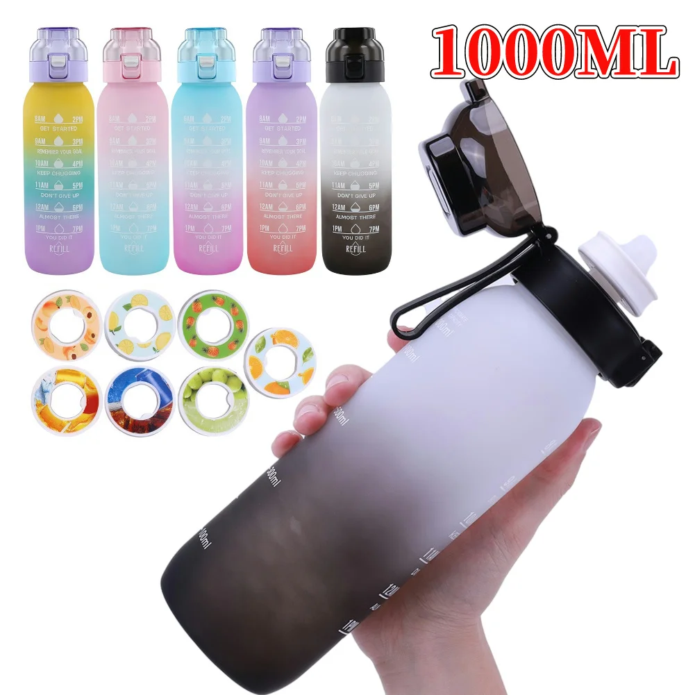 1000ML Flavored Water Bottle Scent Up Water Cup With Pods Tritan Water Drink Bottle with Fragrance Drink More Water