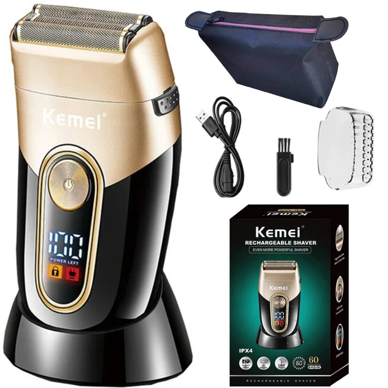 

Kemei Electric Shaver Men Waterproof Cordless Rechargeable Beard Trimmer Razor Reciprocating Barber Precision Trimmer Twin Blade