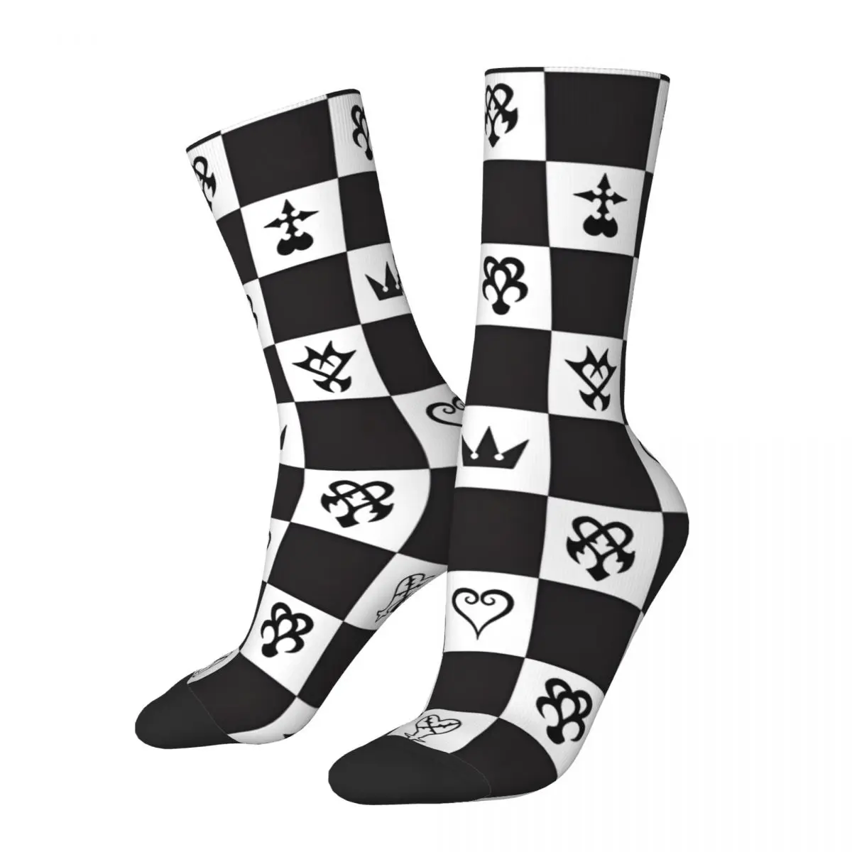 Kingdom Checkmate Men's Socks Retro Harajuku Street Style Novelty Casual Crew Sock