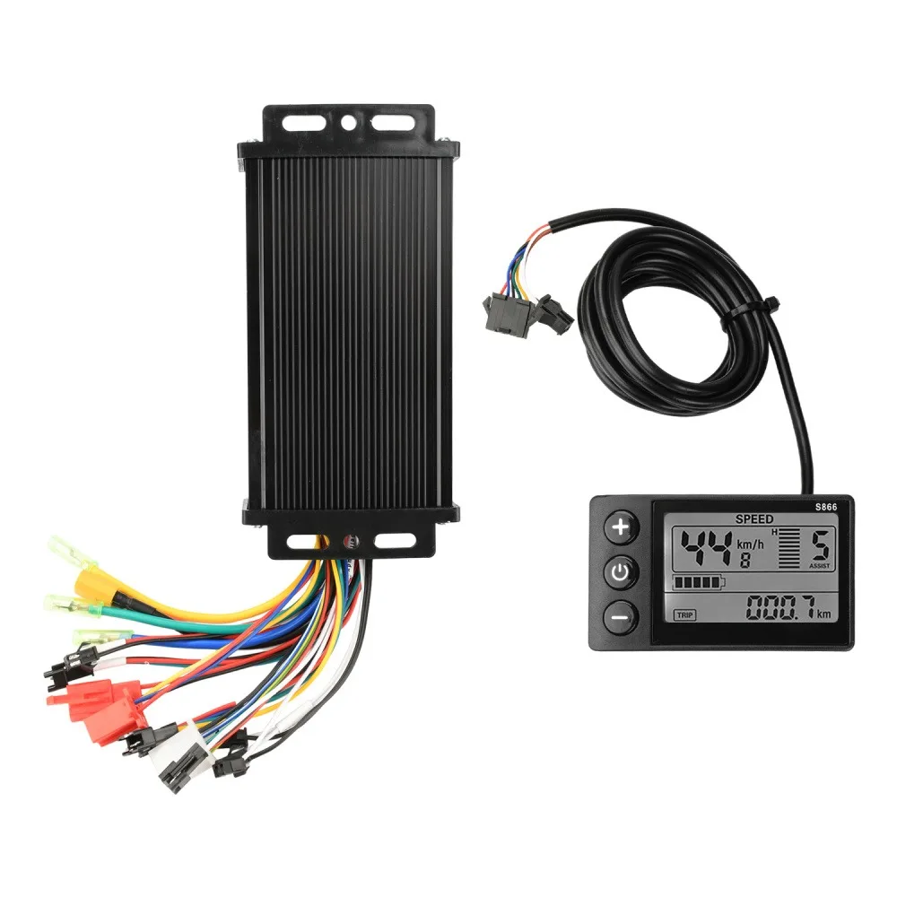 36V 48V 64V 750-1500W Electric Bike Brushless Motor Controller Three-Mode Driver Sine Wave Brushless Motor Controller with Meter