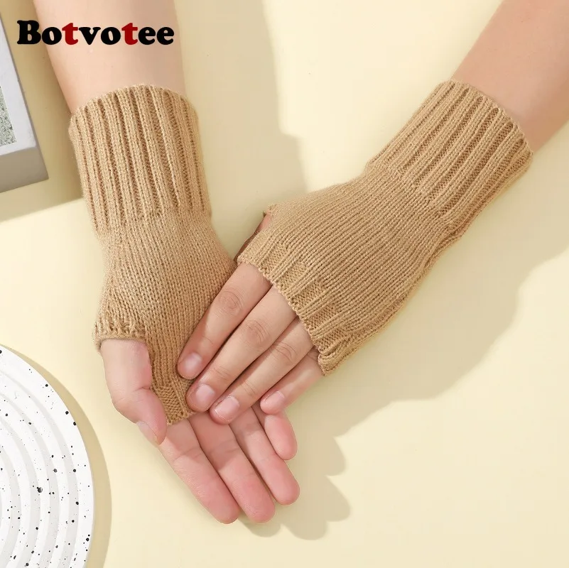 Botvotee Y2k اكسسوارات الأكمام للنساء مدفئات للذراع شحن مجاني الباردة المقاومة شتاء دافئ متماسكة الأكمام أصابع قفازات