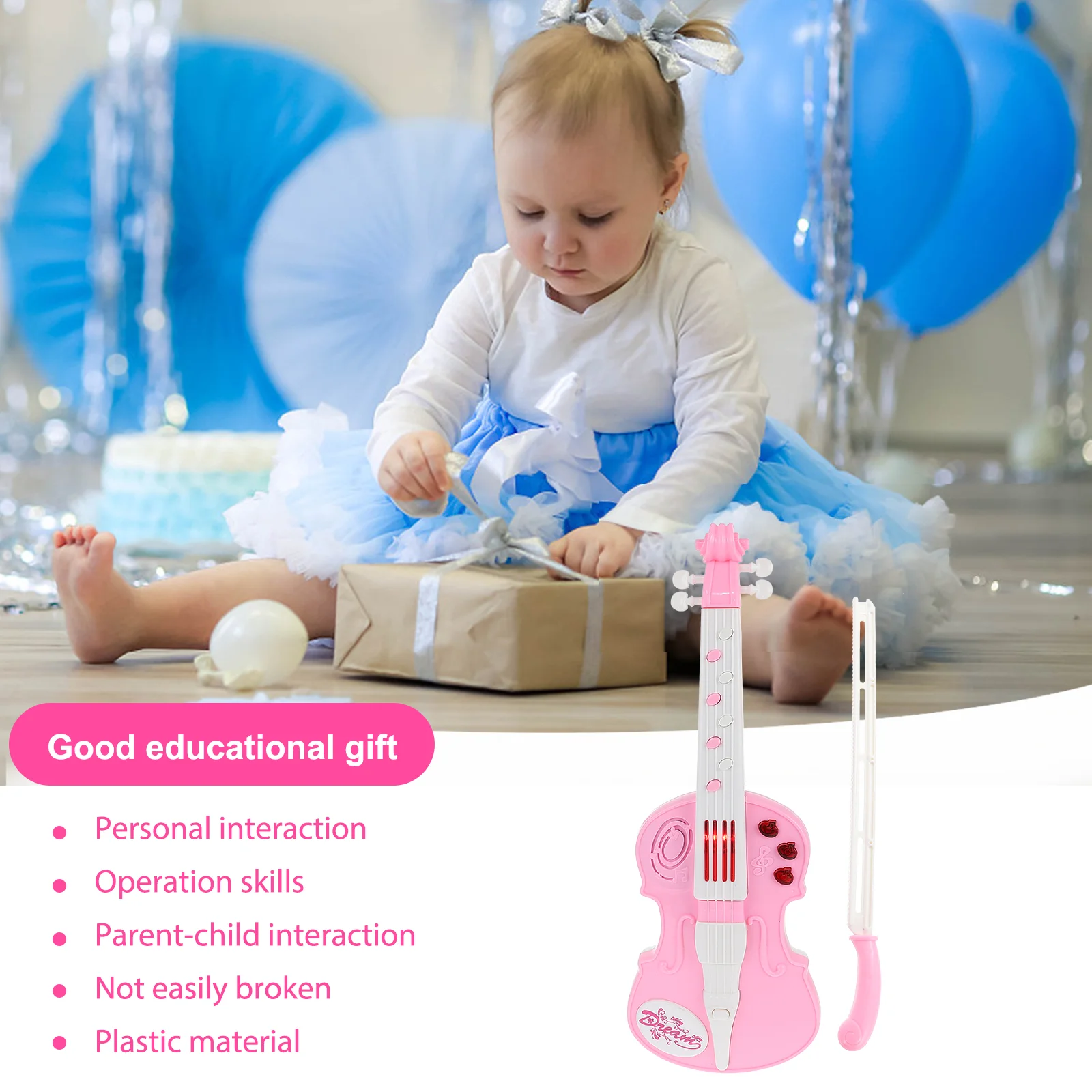 Electronic Violin Music Education Toy Instrument Sound and Light Children Abs Plastic Enlightenment Kids Toddler