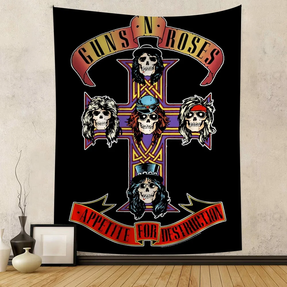 G-Guns N Roses Vintage Rock Band Anime Tapestry – Unique Art Style, Sprucing Up Science Fiction Rooms,Art Decor for Home Styling