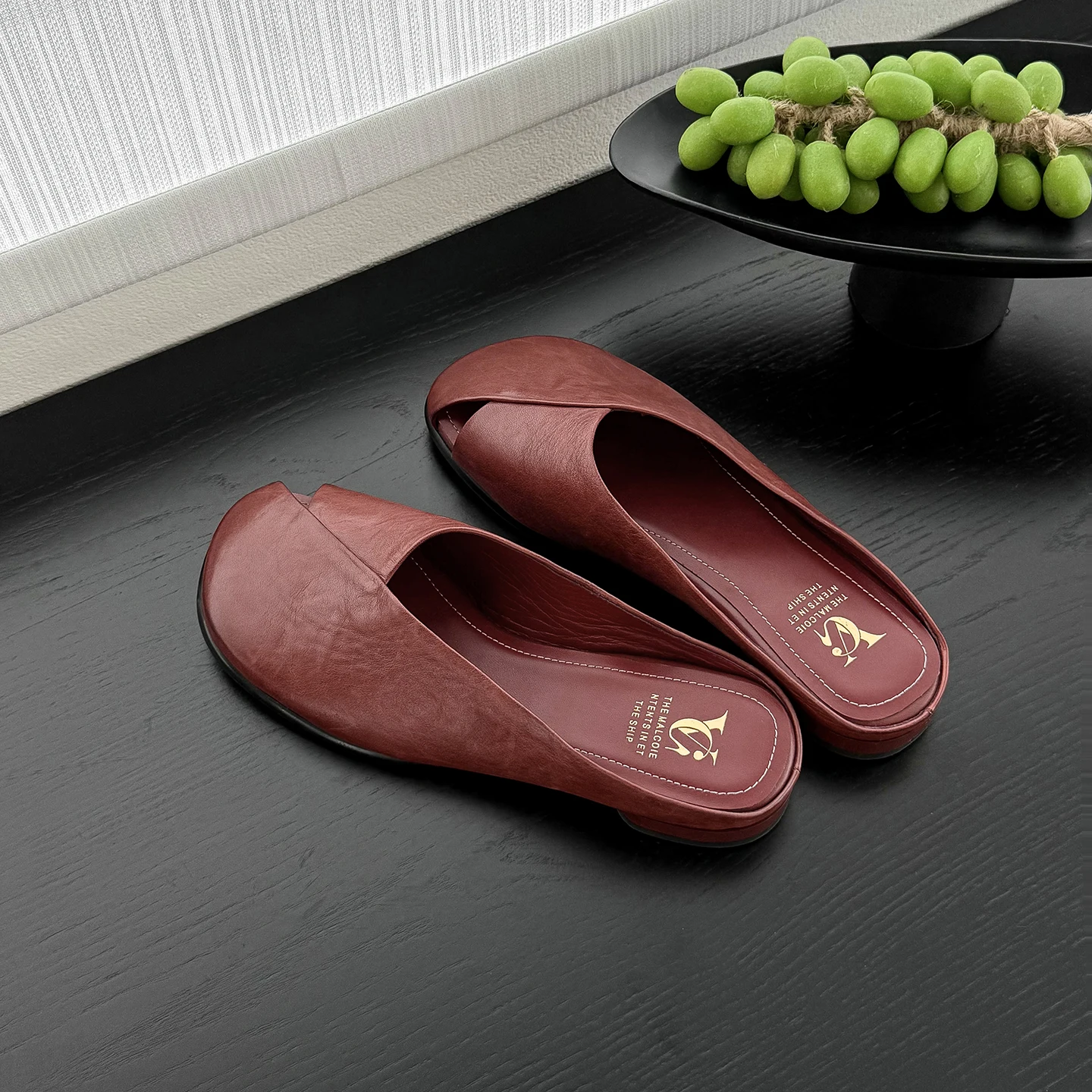 

Fashion Women Summer Slippers Soft Flats Heels Genuine Leather Casual Mules Square Toe Sandals Outdoor Walking Slides Zapatillas