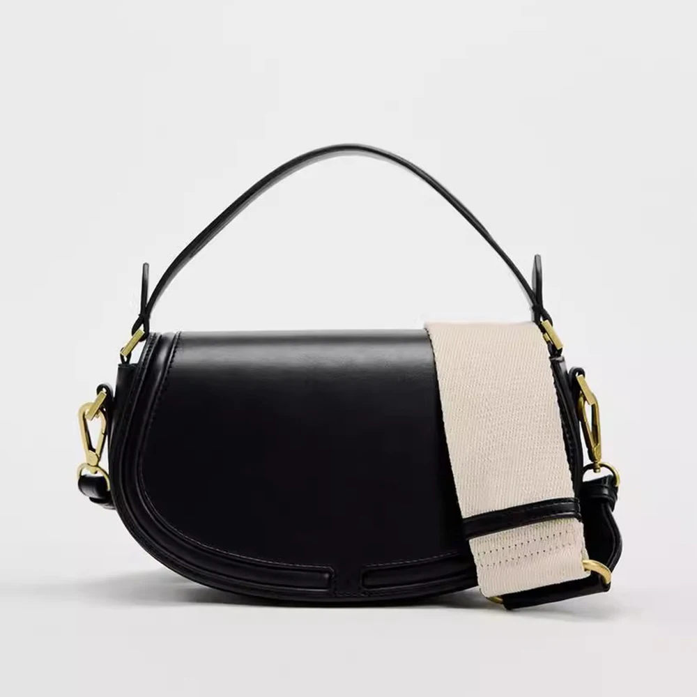 

Fashion Wide Strap Shoulder Bag Half Moon Saddle Bags for Women Handbags Designer Bag NEW PU Leather Crossbody Bags Clutch Purse