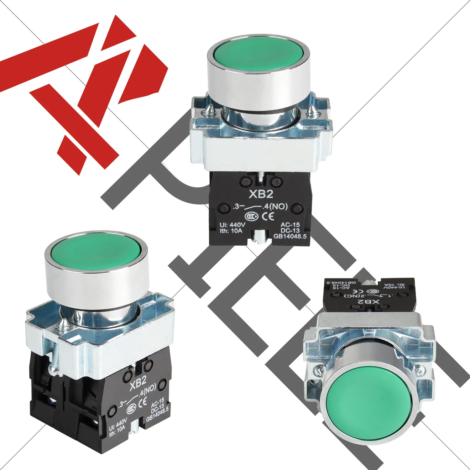 APIELE 22MM Momentary Push Button Switch Red Green 1NO 1NC Metal Head XB2-11BN-G&R