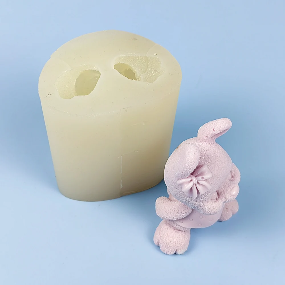 DW0409 PRZY 3D Cute Strap Skirt Little Rabbit Bow Moulds Silicone Candle Mold Soap Molds Animals Wedding Birthday Valentine's Da