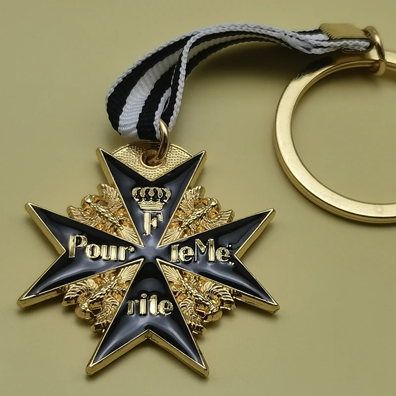 سلسلة مفاتيح شارة ميدالية صغيرة بروسية ألمانية بلاك ماركس ميريت بلو آيرون ماركس #4