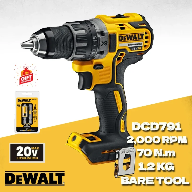 Dewalt DCD791 Cordless Compact Drill/Driver 18V Brushless Motor Electric Drill Screwdriver Household Rechargeable Power Tools