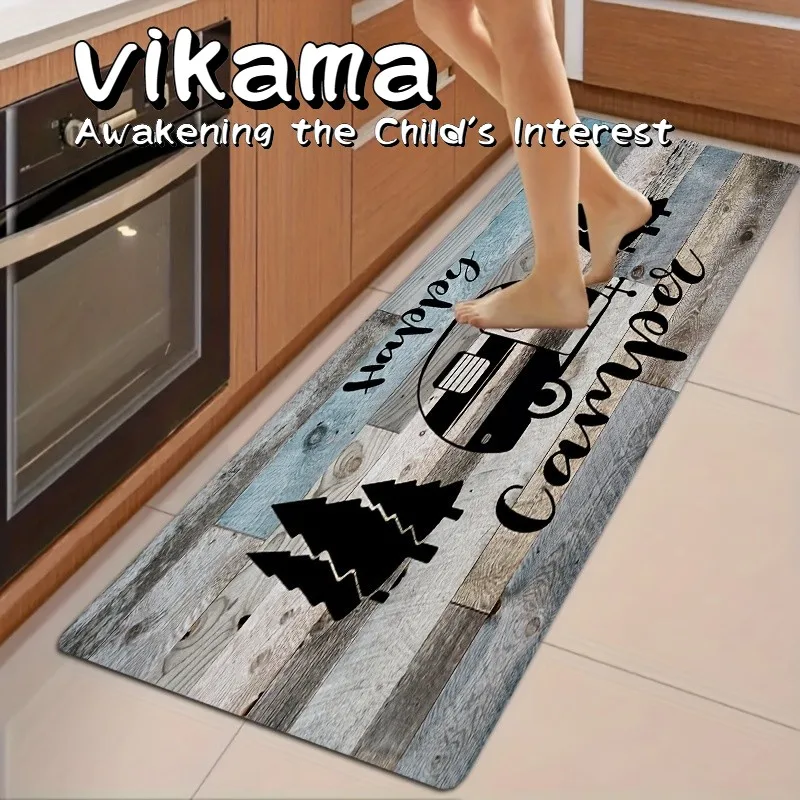 VIKAMA Estera de camping de grano de madera, estera antideslizante impermeable para terraza de picnic al aire libre, protector de suelo plegable ligero