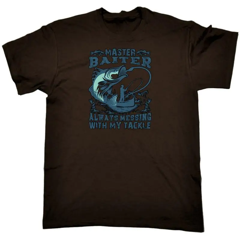 

Master Baiter Always Messing Tackle V3 Fishing Mens Funny T Shirt