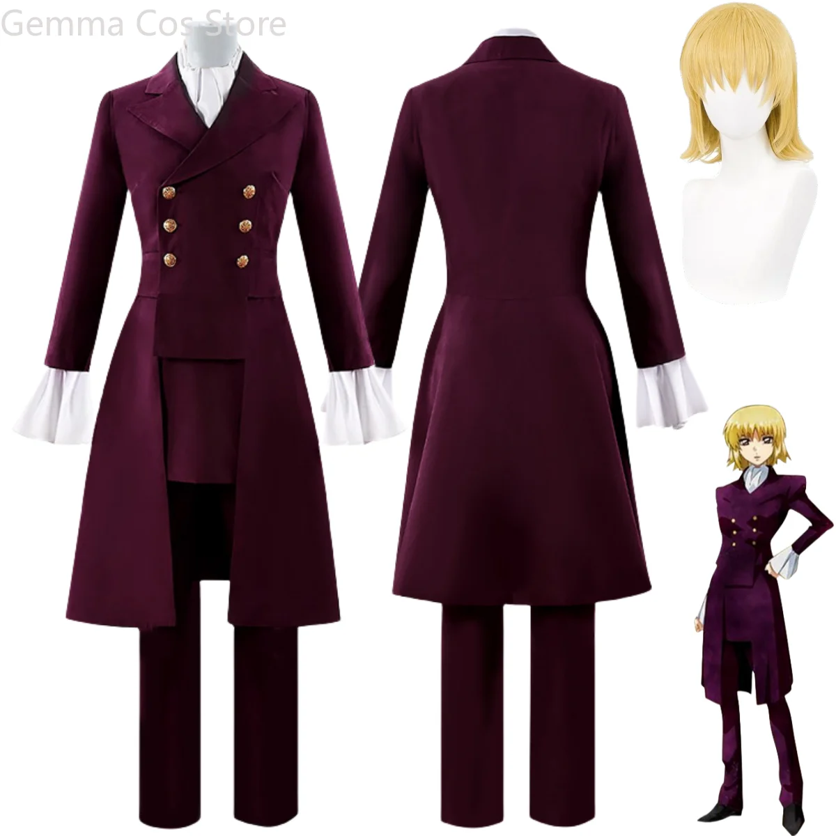 Anime GUNDAM SEED Cagalli Yula Athha Cosplay Costume Wig Deep Red Tailcoat Coat Uniform Adult Man Halloween Carnival Suit