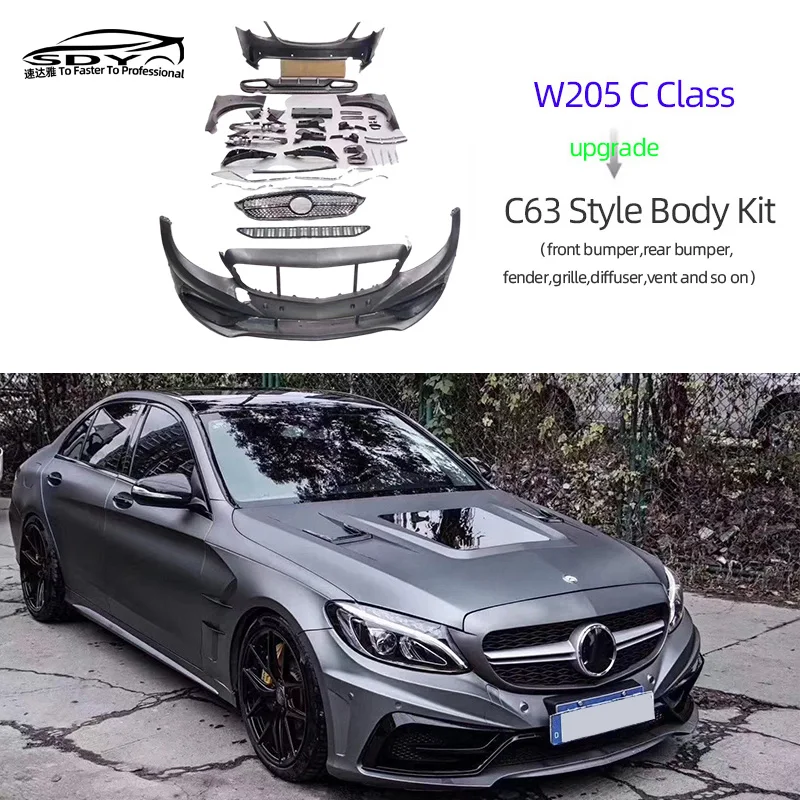

W205 Update CS Style High Quality C63 Style Auto Parts Body Kit With Bumper Grill Fender for Mercedes Benz W205 C Class