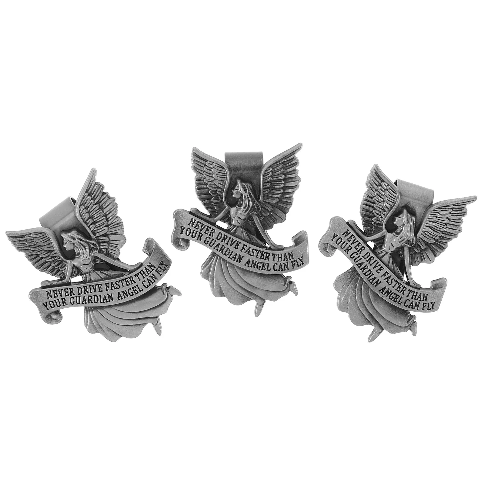 

3Pcs Car Visor Clips Guardian Angel Metal Safety Charm Inspirational Travel Protection Clip Motivational Driver Blessing