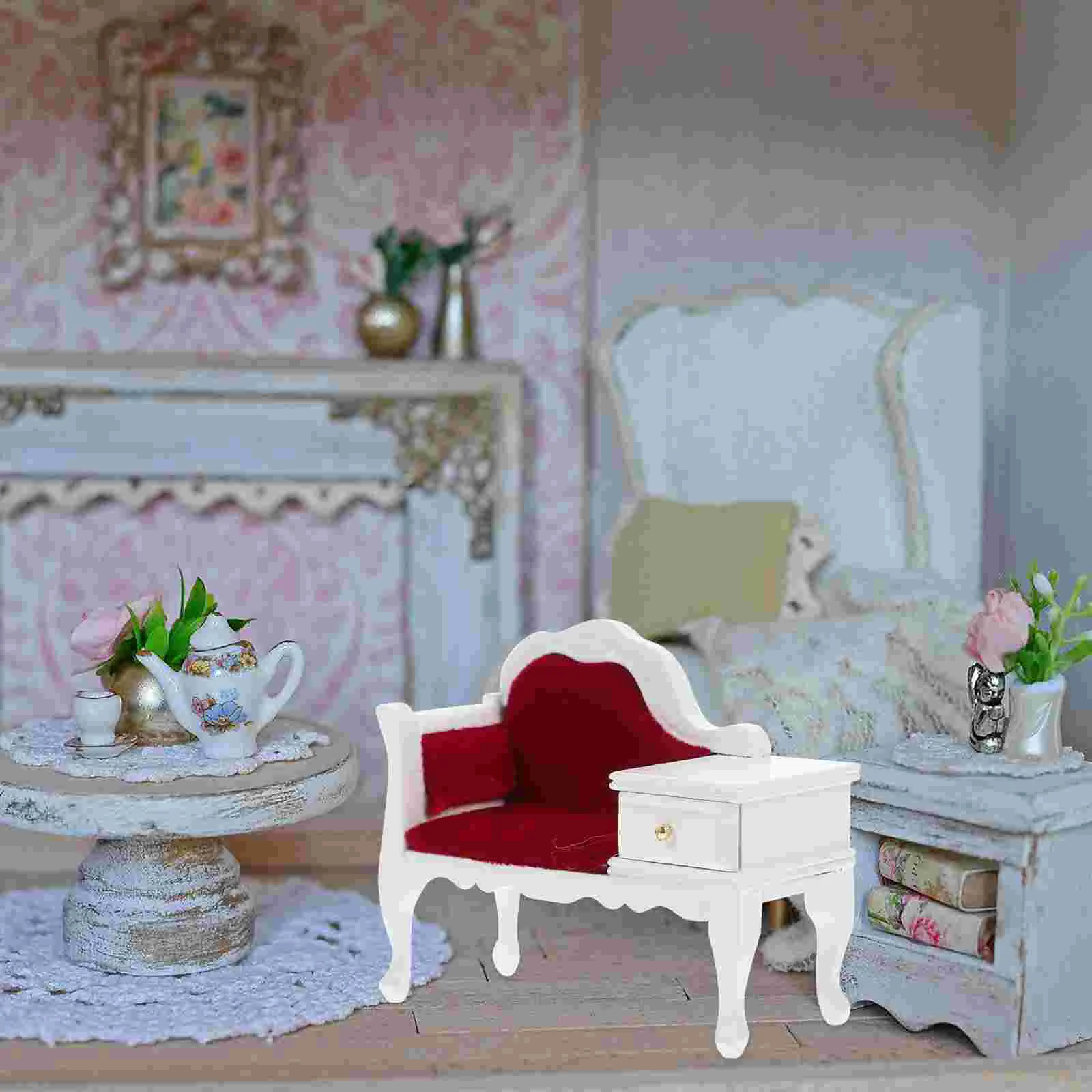 House Furniture Armchair Vintage Decor Decorative Sofa Decoration White Wooden Retro