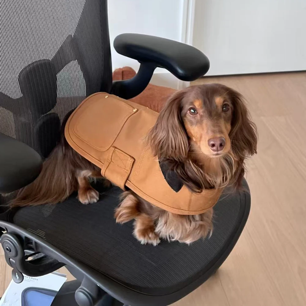 Chaleco Desmontable Rápido para Perros Dachshund, Chaqueta Marrón para Perros Pequeños, Medianos y Grandes, Chaleco Grueso para Perro
