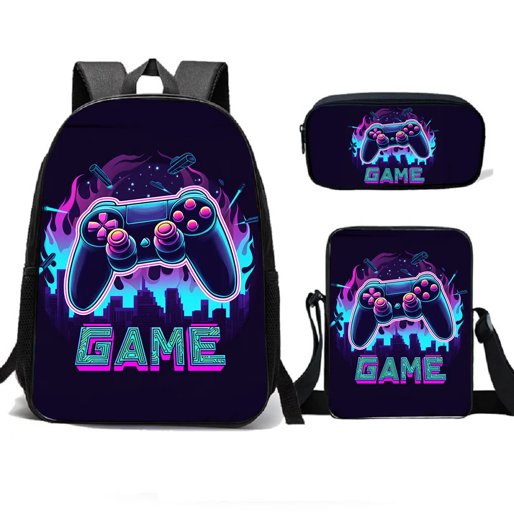 Game console large capacity backpack elementary school backpack three piece set children's backpacks shoulder bag pencil case