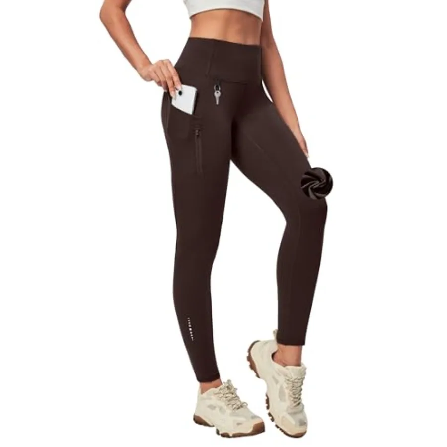 

Heathyoga Fleece Lined Leggings Women with Pockets Waterproof Hiking Pants Women Warm Thermal Leggings Winter Pants Running