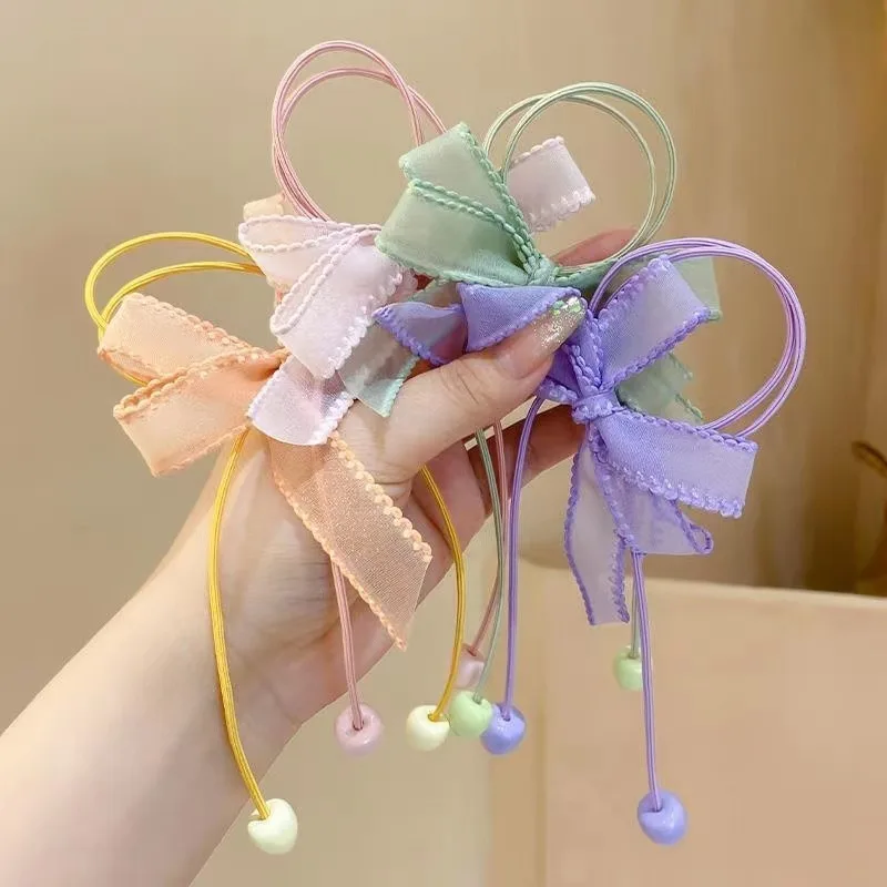 Accesorios para el cabello con lazo de 2 piezas para niña, bandas elásticas para el pelo de dibujos animados, accesorios para el cabello de princesa para bebé