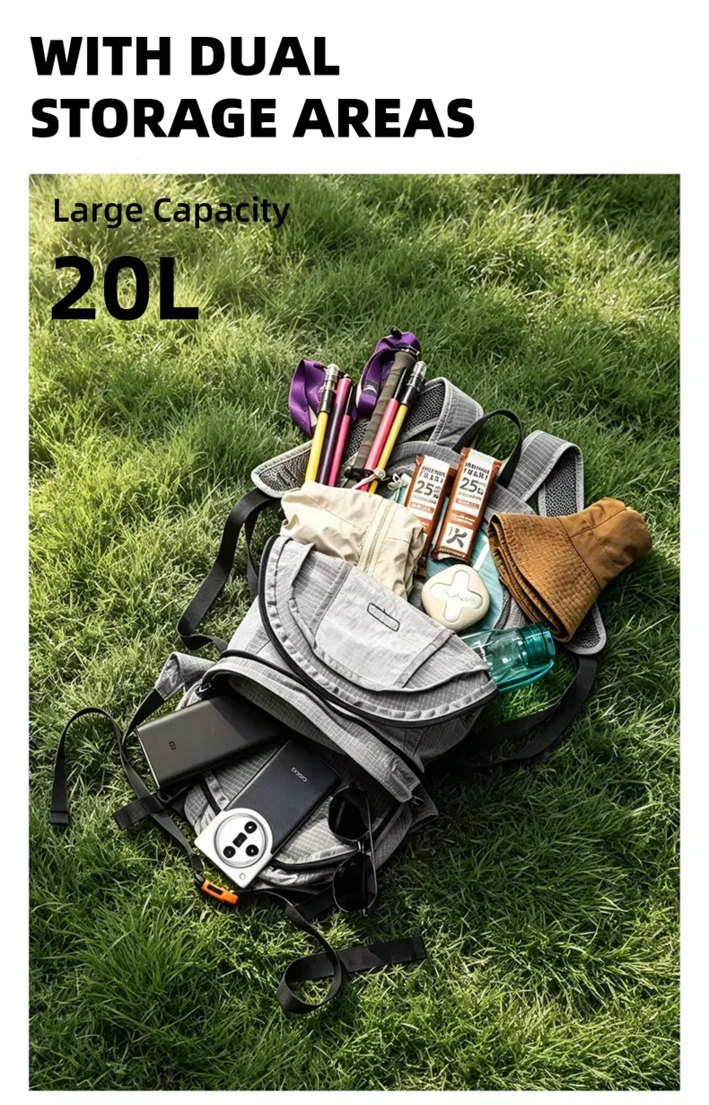 BISINNA 20L Ultraleichter Wanderrucksack, zusammenklappbar zum Hüftgurt, Outdoor-Tagesrucksack für Camping, Reisen, Angeln – Detail 5