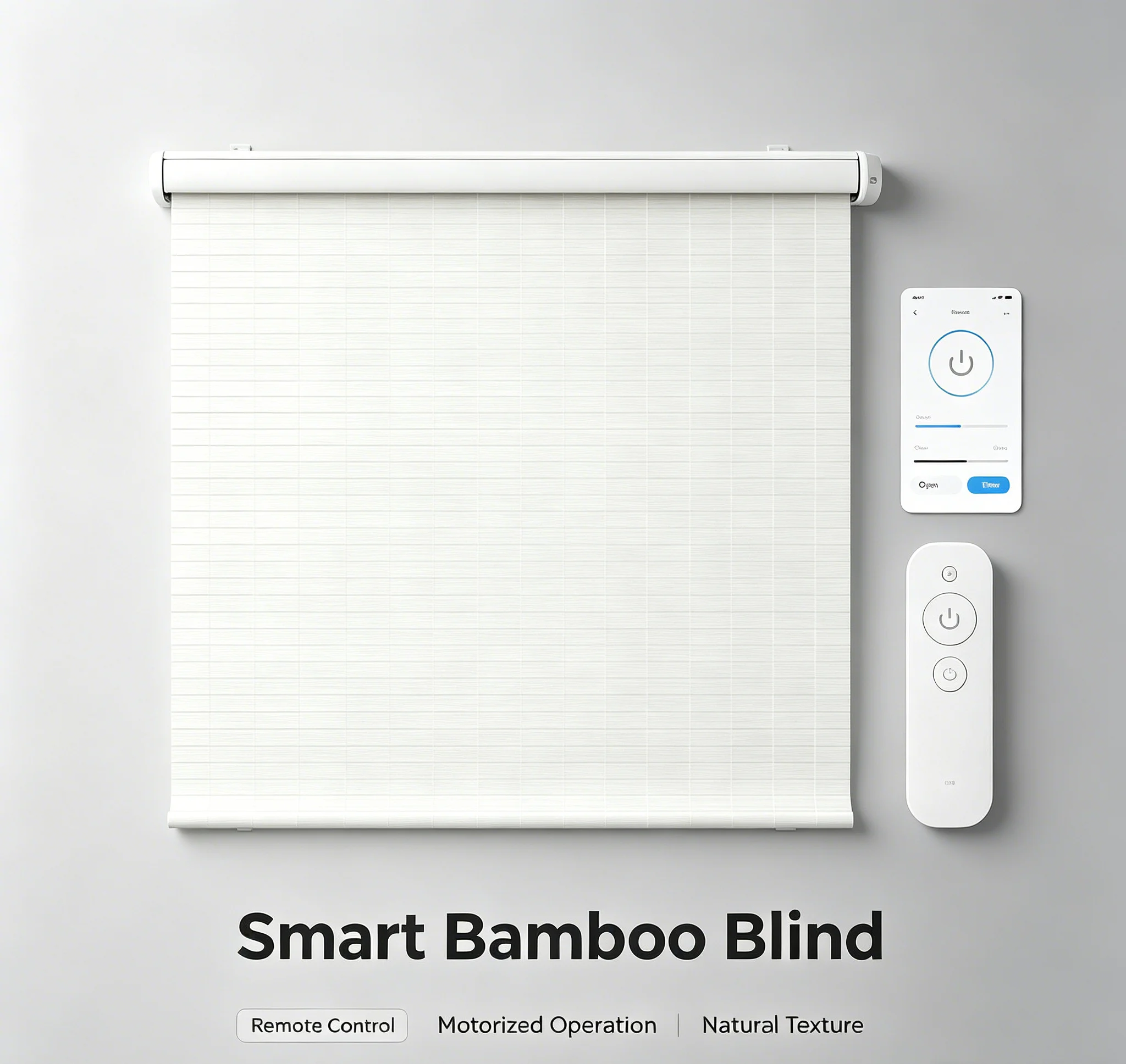 New Design Lined Style High End Quality Electric Intelligent Control Fabric Bamboo Blinds Suitable For Windows