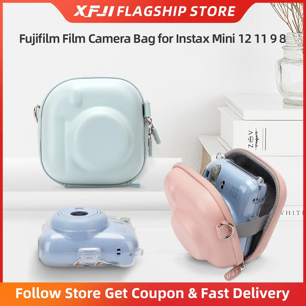 Bolsa para Cámara XFJI para FUJIFILM Instax Mini 12 11 9 8, Estuche Organizador de Almacenamiento, Estuche Rígido de PU, Estuche Portátil, Accesorios para Cámara