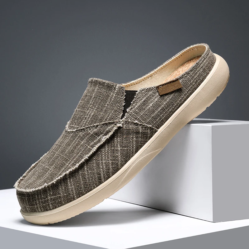 2026 Summer Men Half Shoes Casual Canvas Shoes Lightweight Comfortable Mules for Men Slippers Zapatos Botas Para Hombre for Male