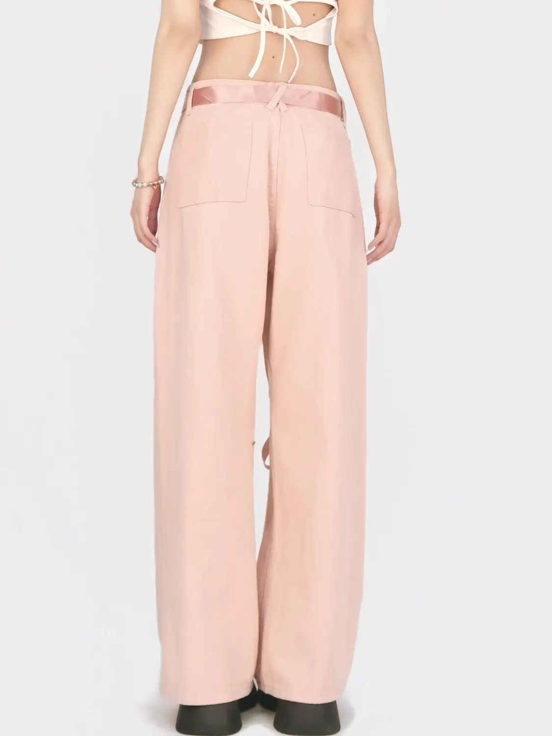 الشارع الشهير الدانتيل يصل الحلو الوردي الدوبامين Y2k الجينز النساء فضفاض Harajuku 90s الجمالية سراويل جينز خمر بنطال ذو قصة أرجل واسعة