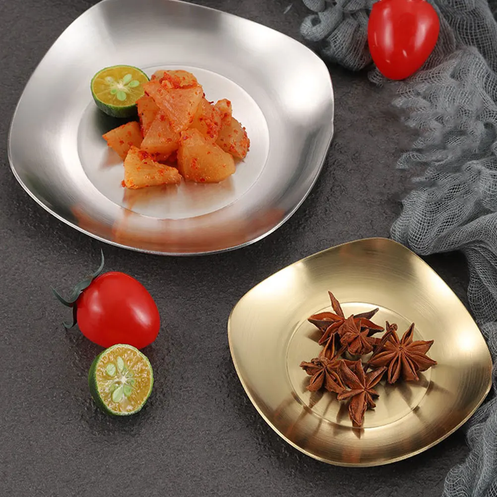 

1Pcs Stainless Steel Dinner Plate Seasoning Dish for Home Restaurant Appetizer Serving Side Dish Sauce Tray Kitchen