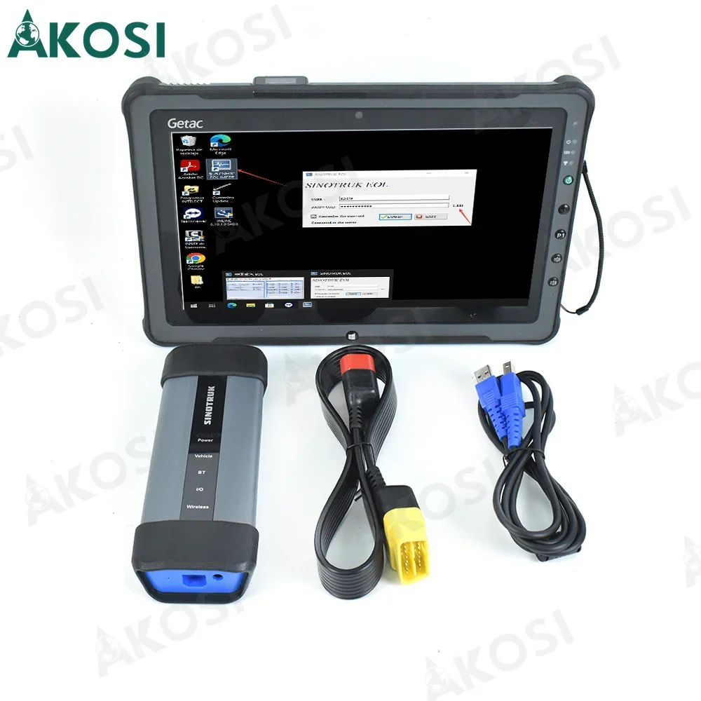 Getac F110 tablet+For HOWO A7/T7H/Sitrak software Diesel Engine Heavy Duty For SINOTRUK Cnhtc HOWO Chinese Truck Diagnostic Tool