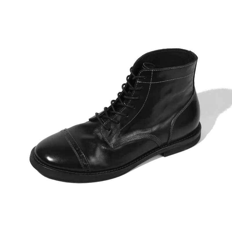 

British Style Ankle Boots Men's Shoes High Top Outdoor Comfortable Hiking Genuine Leather Derby Work Formal Chelsea Boots Male