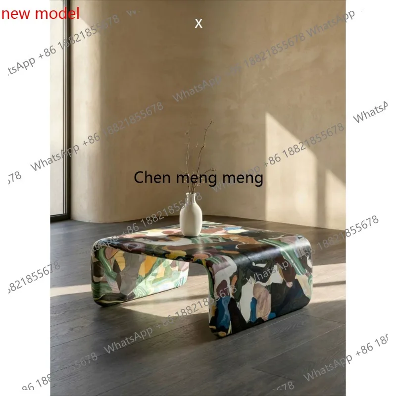 

Hand-painted modern minimalist living room art, square home high-end creative coffee table