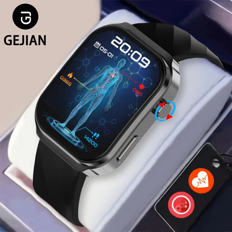 

GEJIAN новые умные часы, мониторинг артериального давления и кислорода в крови, голосовой помощник, несколько режимов упражнений, мужские часы 2025