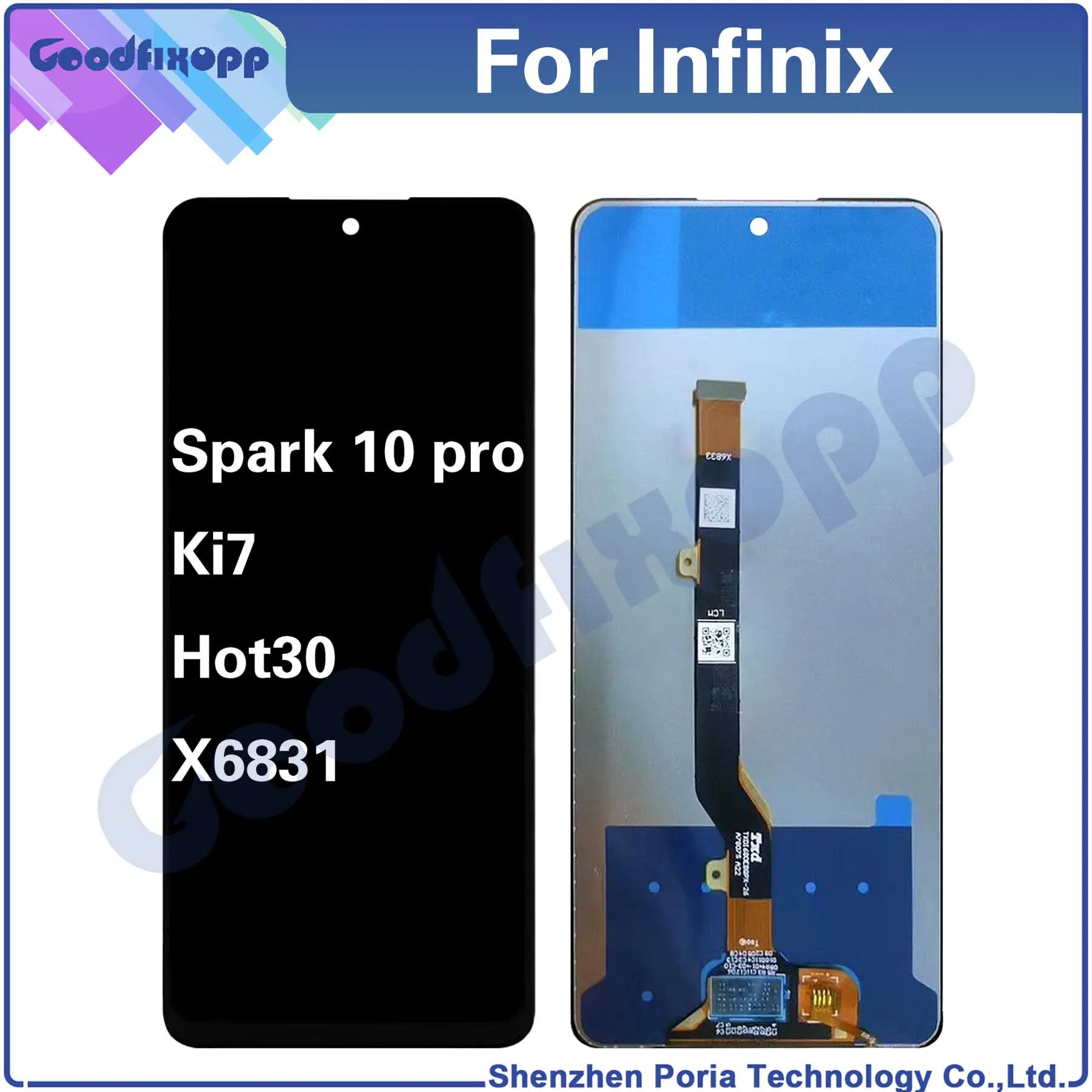 For Infinix Hot 30 X6831 / Tecno Spark 10 Pro KI7 LCD Display Touch Screen Digitizer Assembly Repair Parts Replacement