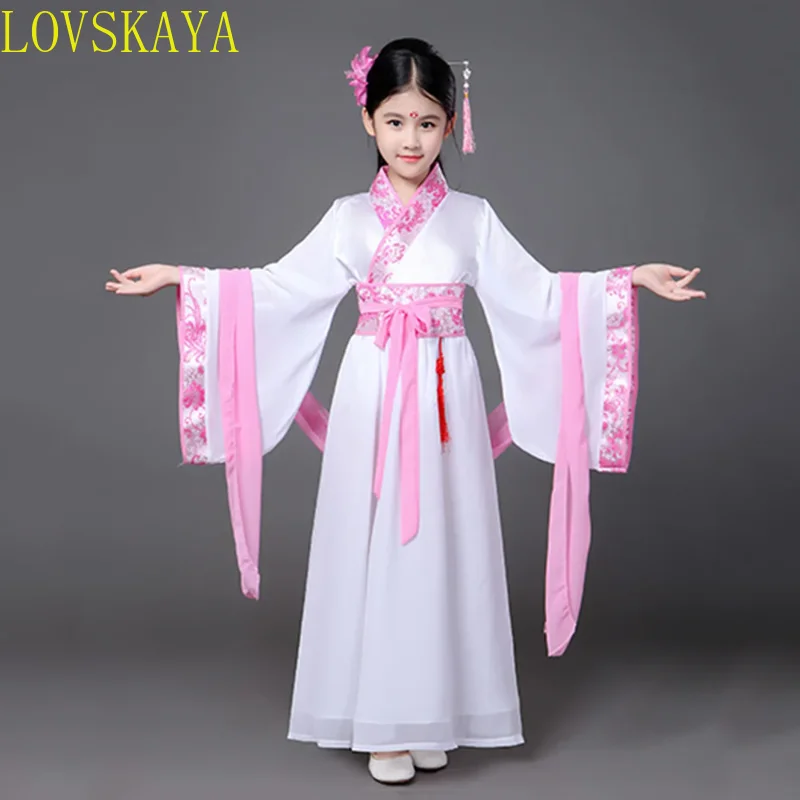 Roupa hanfu tradicional chinesa para menina, estilo étnico retrô elegante e elegante, roupa de rua casual