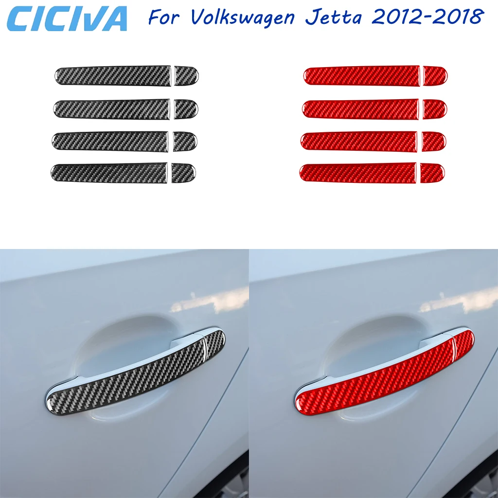 

For VW Volkswagen Jetta 2012-2018 Auto Outer Door Handle Trim Decal Carbon Fiber Car Decoration Accessory Sticker