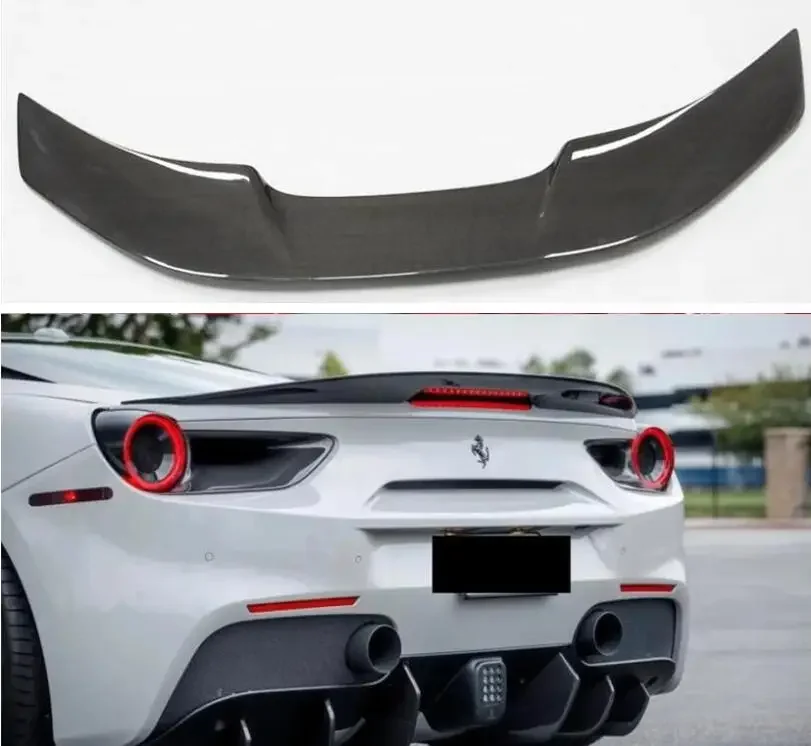 Hot! Spoiler For Ferrari 488 GTB 2015-2022 Wing Lip Tail Trunk Spoilers Real Carbon Fiber V Style