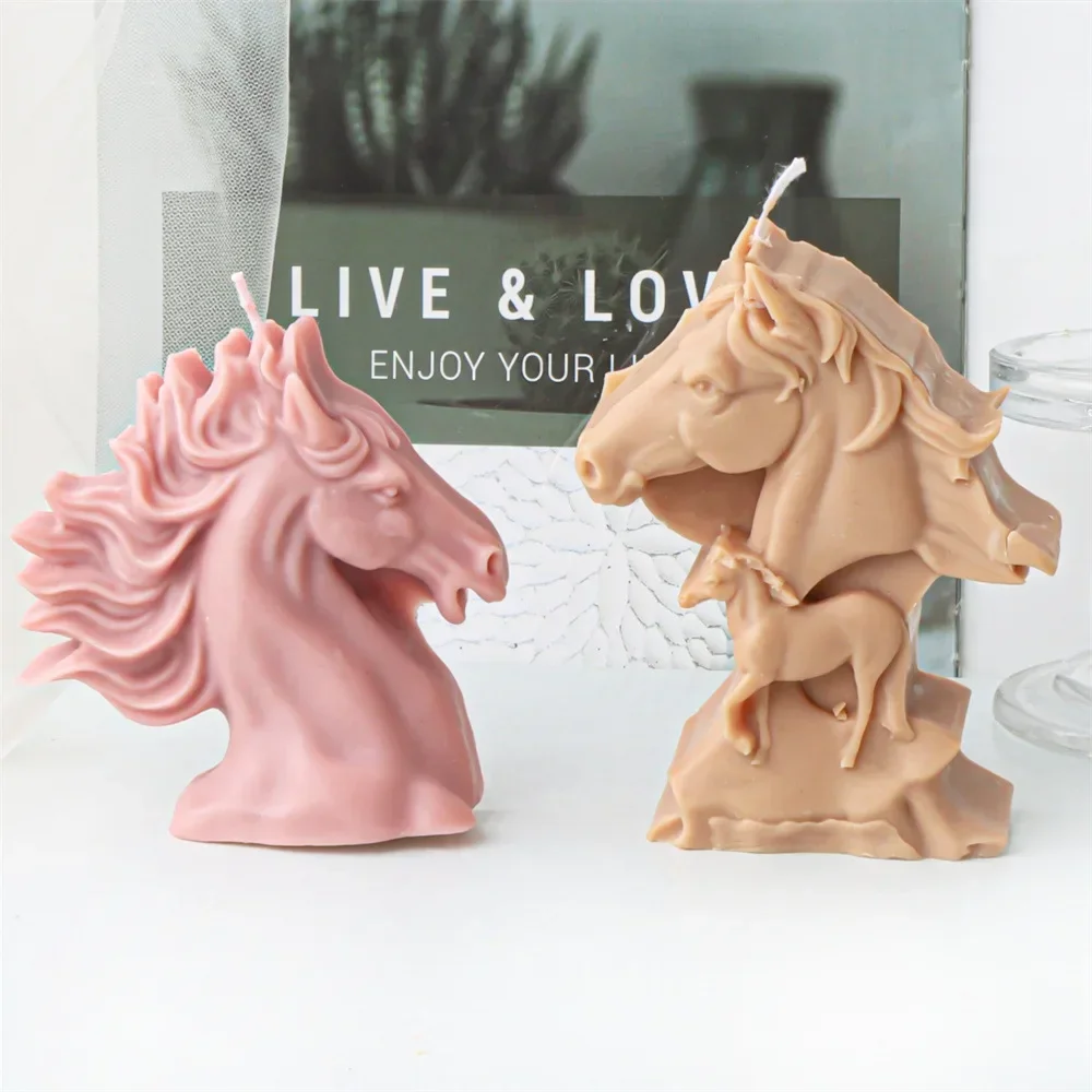 Tree Stump Animal Horse Head Silicone Mold Fondant Cake Mould Aromatherapy Plaster Resin Mold Cake Decoration Accessories