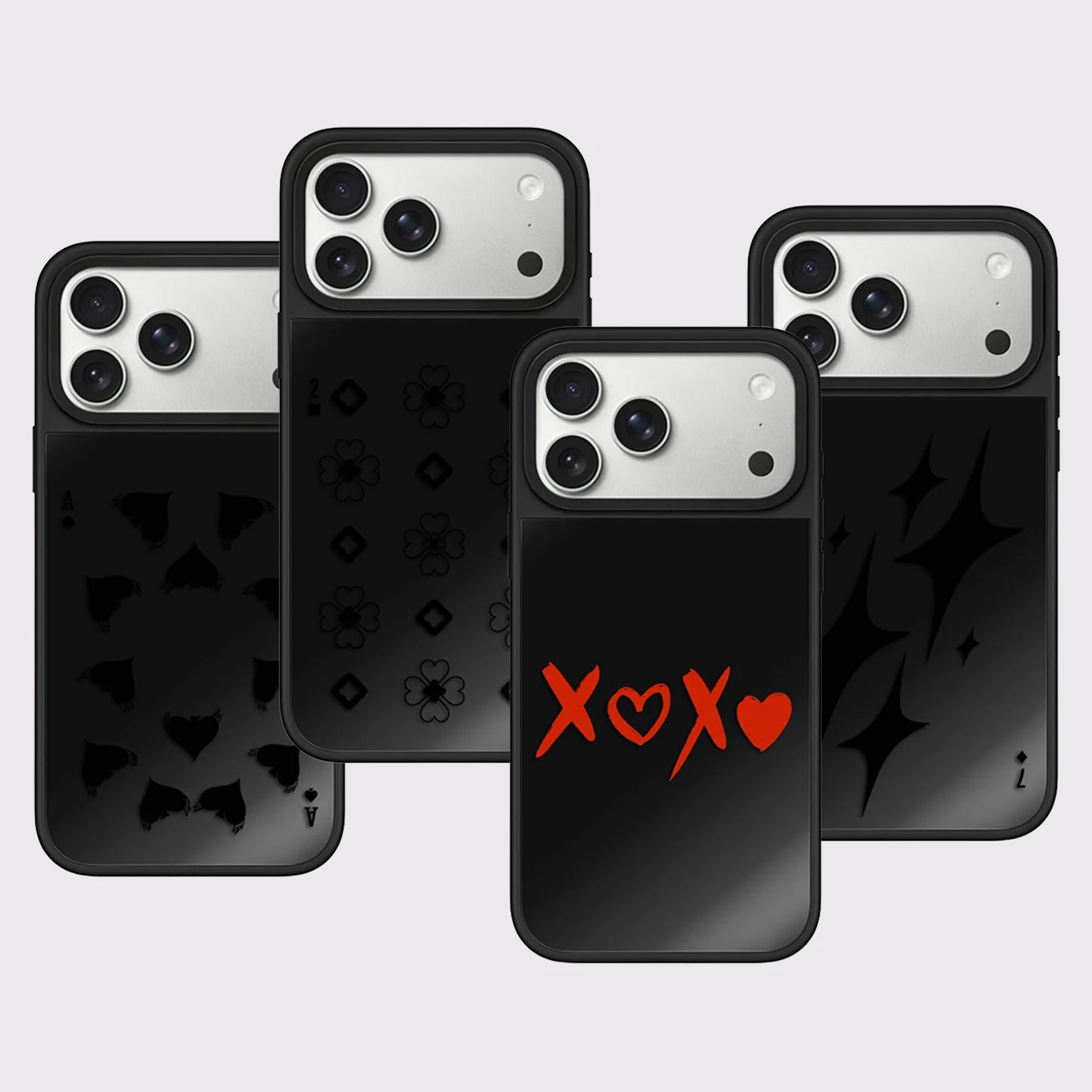 

X Heart Black Mirror Surface Magnetic Phone Case Cover for IPhone 13 14 15 16 17 Pro Max Case for IPhone 17 Air