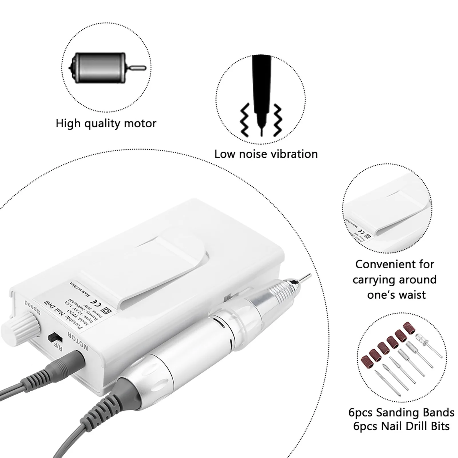 Profissional elétrica broca do prego lidar com 30000rpm broca da arte do prego handpiece arquivo polonês moagem máquina manicure broca acessório