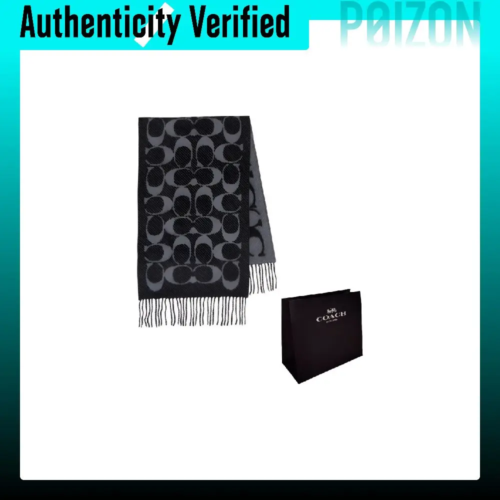 COACH Wool Knit Scarves Unisex Black COWC540671 001